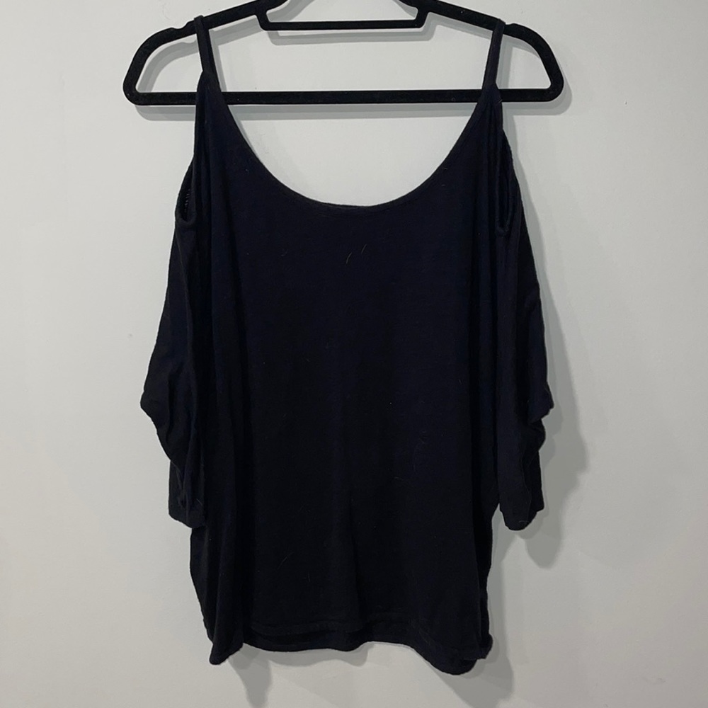 DKNY black shoulder cut out top